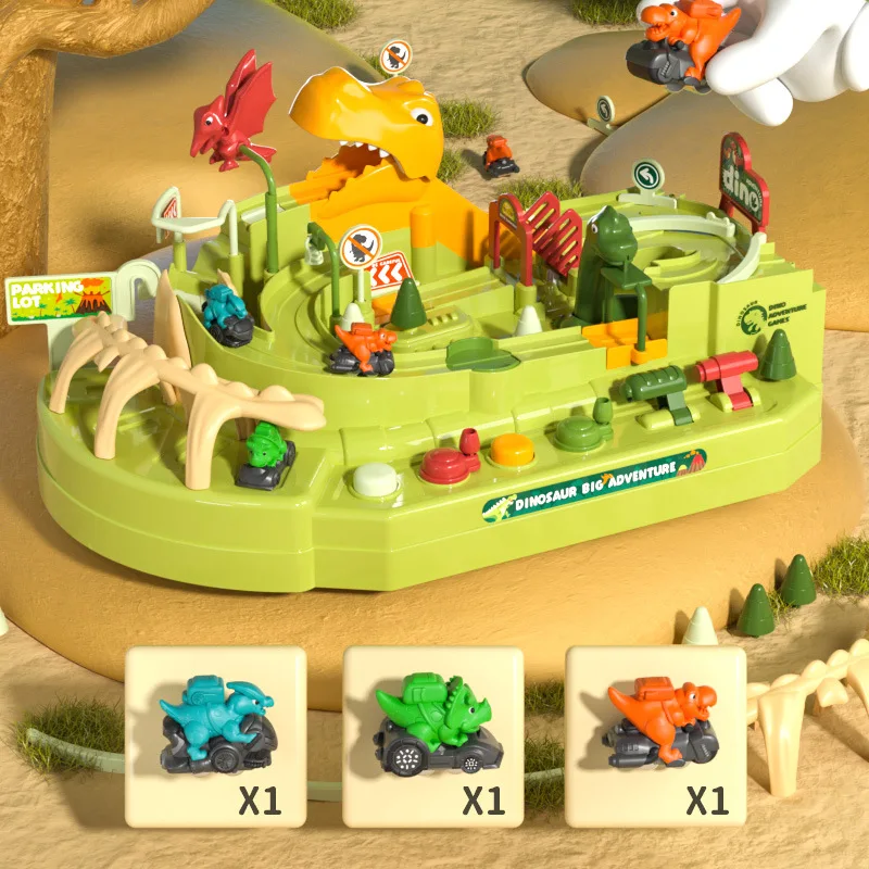 새로운 공룡 자동차 장난감 디노 어드벤처 곡선 도로 트랙 레일 자동차 주차장 게임 어린이 축제 생일 어린이 선물