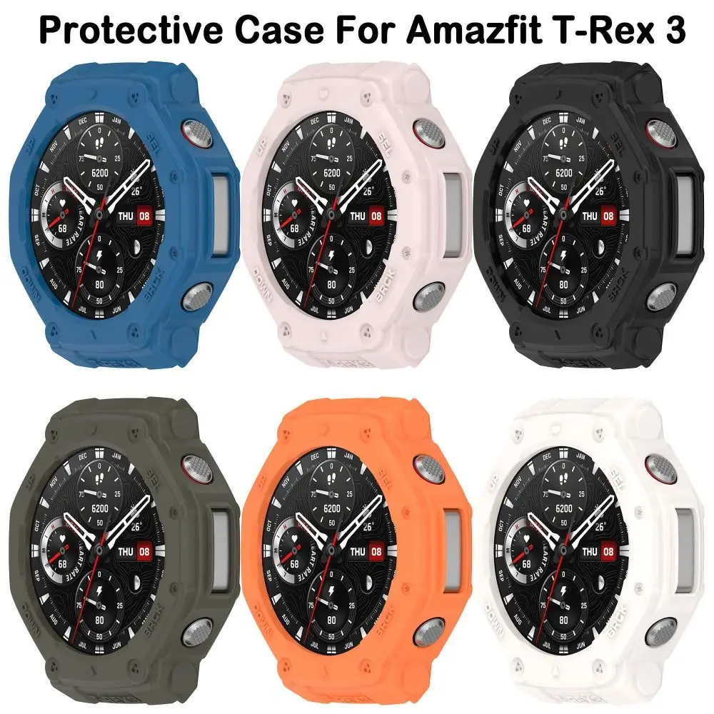 Capa protetora tpu macia para relógio inteligente, acessórios de borda, protetor de tela para amazfit t-rex 3