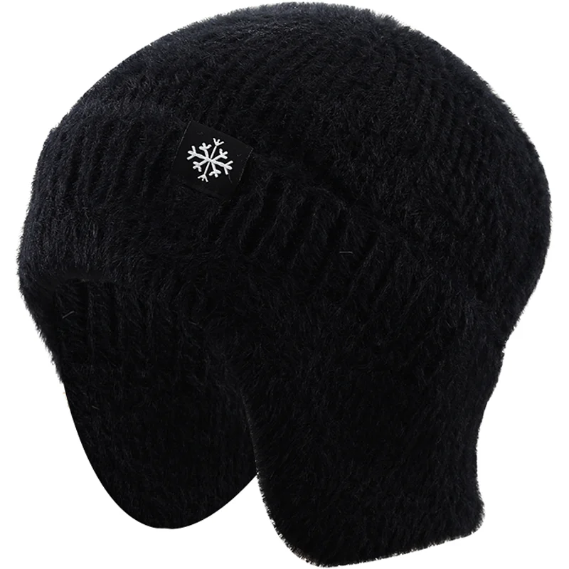 

Simple winter earmuff cap Girl outdoor knitted hat women's Korean warm beanies skull hat windproof earflaps bonnet hats