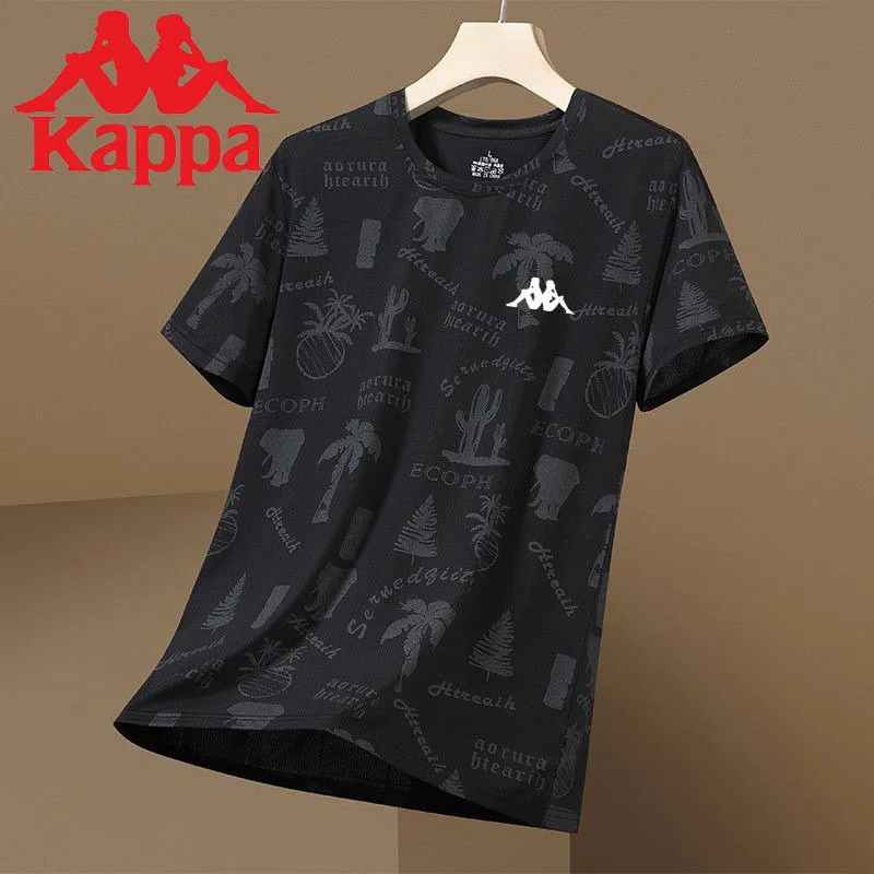 

Kappa Летняя мужская дышащая повседневная быстросохнущая компрессионная футболка с короткими рукавами и принтом из ледяного шелка, спортивная женская спортивная одежда