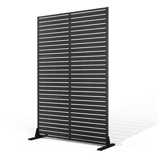 Metal Privacy Screen Outdoor Freestanding Fence Panel, 72