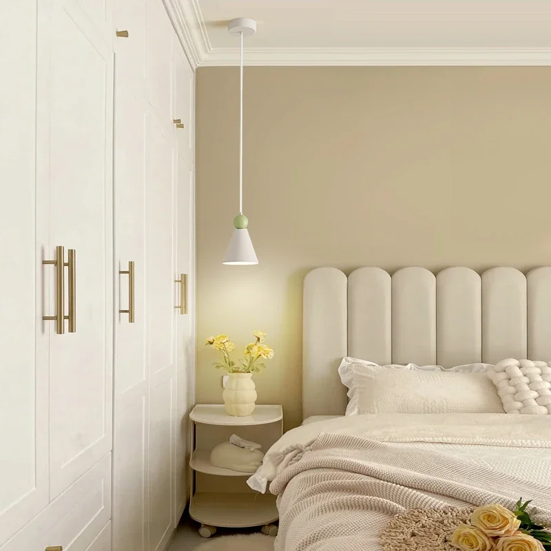 

Bedside chandeliers simple modern creative cream style bedroom atmosphere lamps warm children's room long line small chandeliers