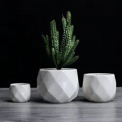 Kreatywny ceramiczny diament geometryczny doniczka prosty sukulenta pojemnik zielone donice małe Bonsai dekoracja domu