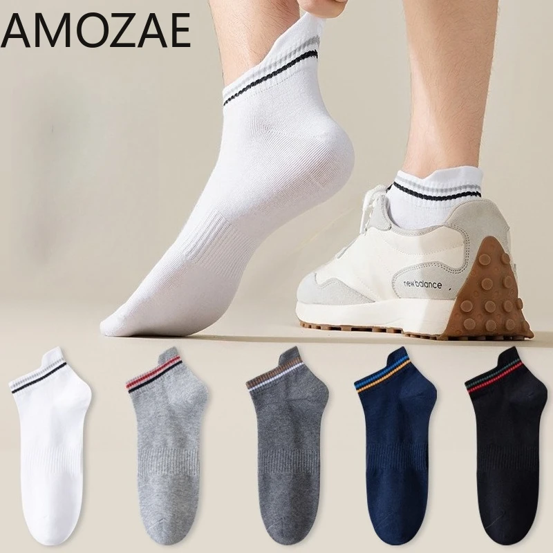 

5 Pairs of Women/Men Spring and Autumn Solid Color Simple Sweat Absorbing Breathable Fashion College Style Summer Socks