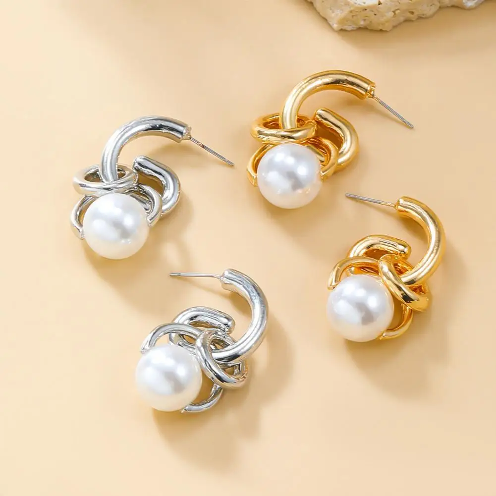 Faux Pearl Earrings Dangle Earrings Elegant Multi-layer Irregular Pearl Earrings for Women Retro Faux Pearl Alloy for Club