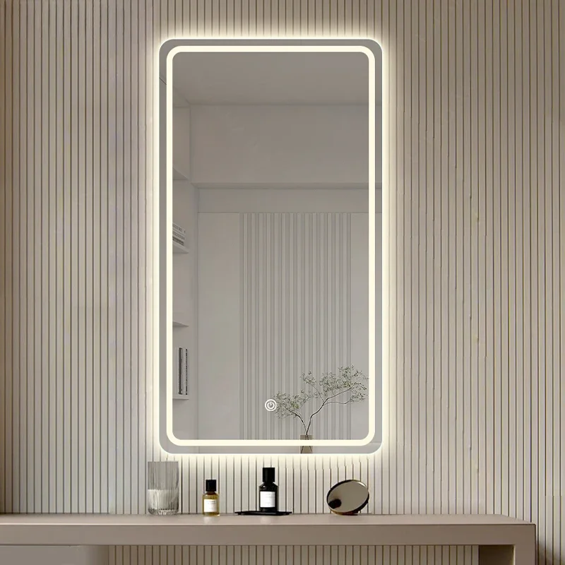 Internet celebrity dresser makeup mirror wall hanging desktop wall hanging home bedroom frameless square led smart mirror