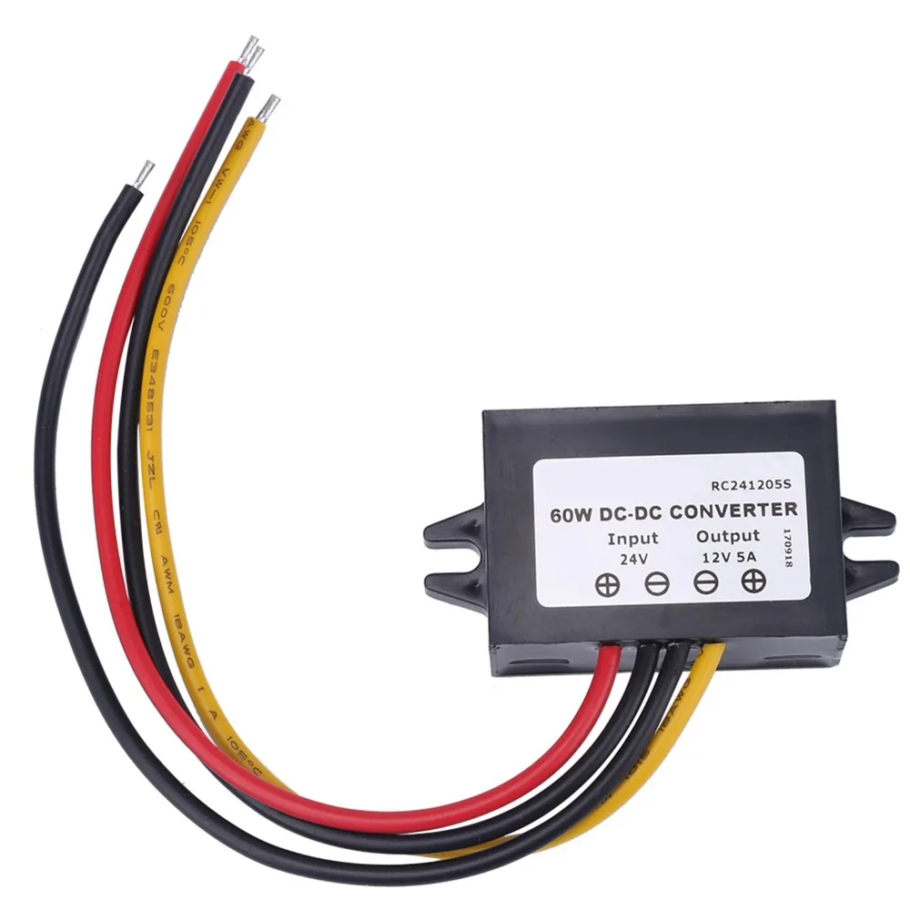 DC24V To 12V DC-DC Step Down Converter 5A 60W Waterproof IP68 Step-Down Power Adapter Fire Retardance Small Voltage Regulator