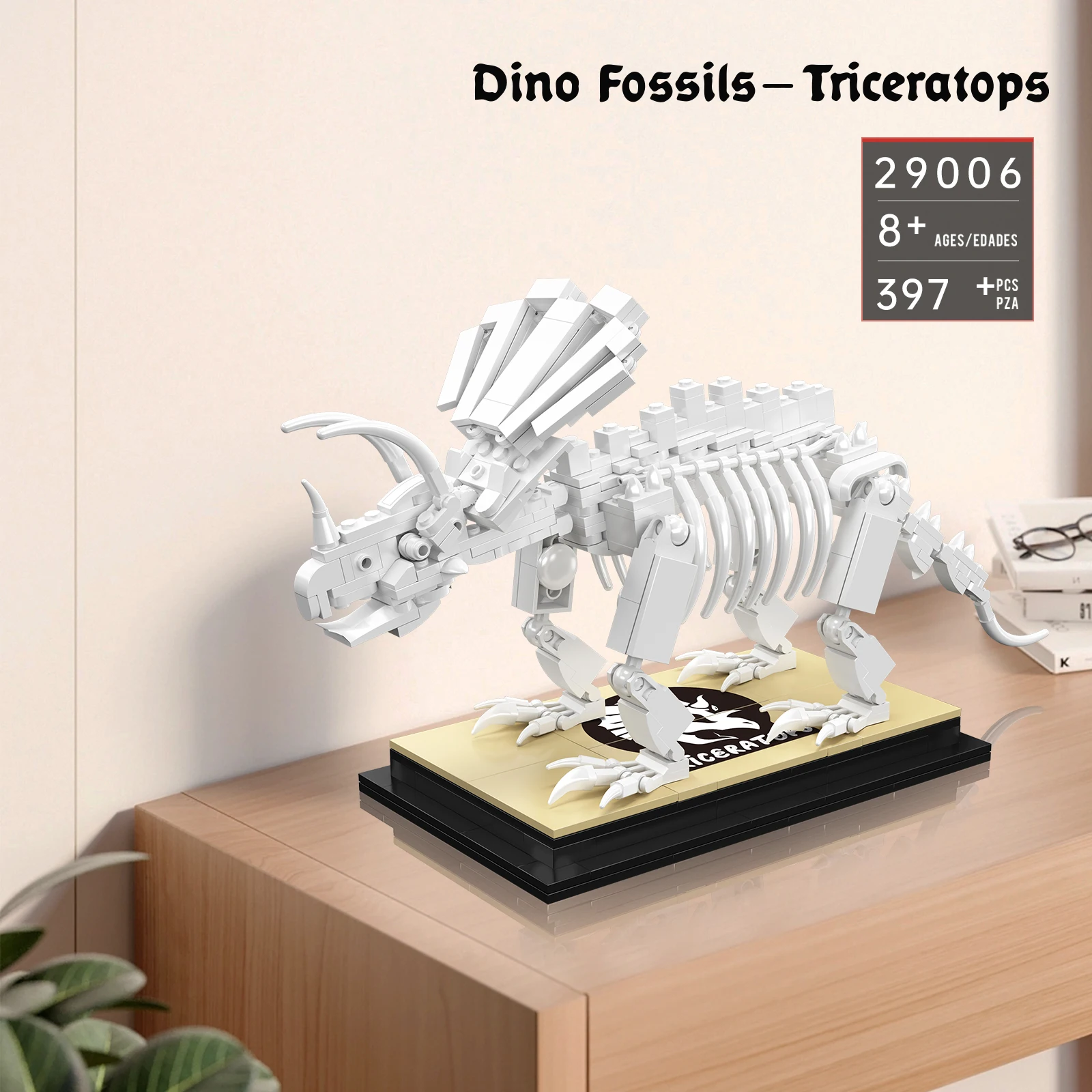 قالب الملك 29006 ترايسيراتوبس الأحفوري ديناصور الهيكل العظمي بنة نموذج 397 قطعة لعبة تعليمية للأطفال