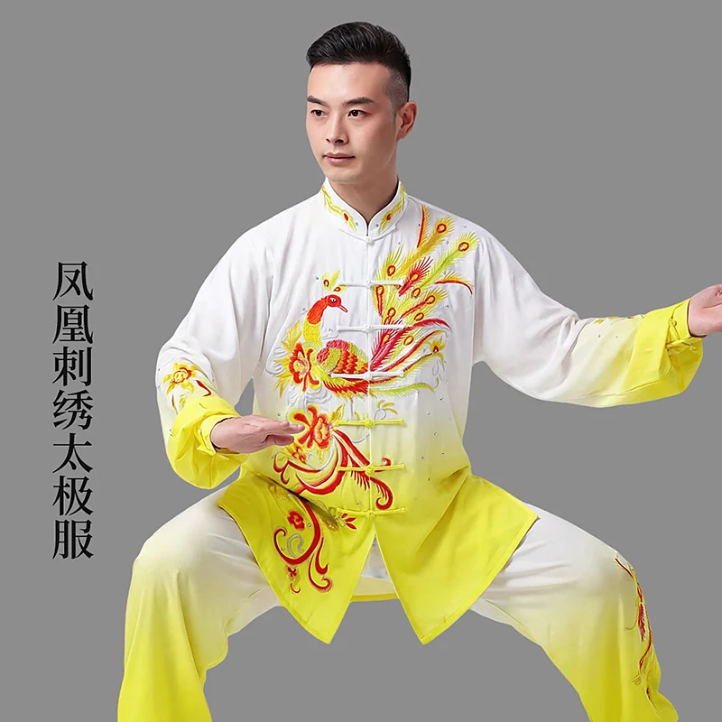 Women's Unisex Tai Chi Suit Phoenix Embroidery Professional Baduanjin Martial Arts Performance & Competition Wear