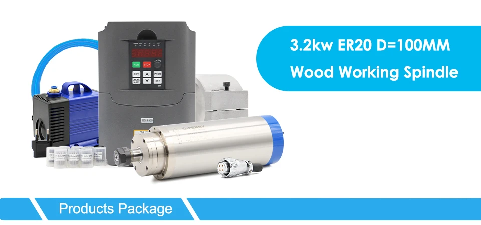 G‑PENNY 3,2 kW ER20 wassergekühlter Spindelmotor-Kit 100 mm 4 Lager 0,01 mm HY 220 V 4,0 kW VFD-Halterung Wasserpumpe für CNC-Fräse – Detail 1