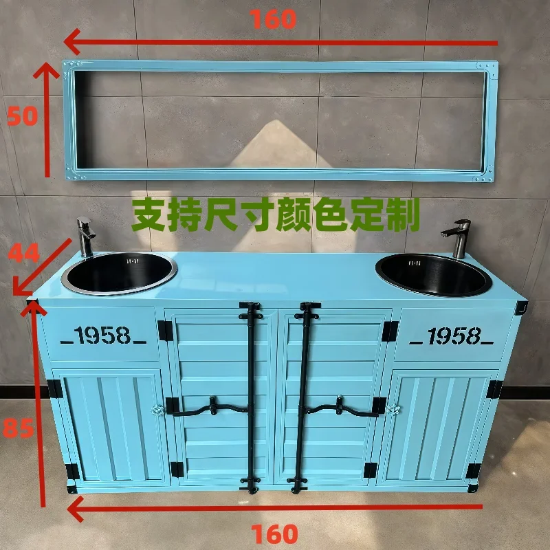 Mobile lavabo industriale a vento, lavabo retrò, bar creativo, tavolo da lavare dal pavimento al soffitto