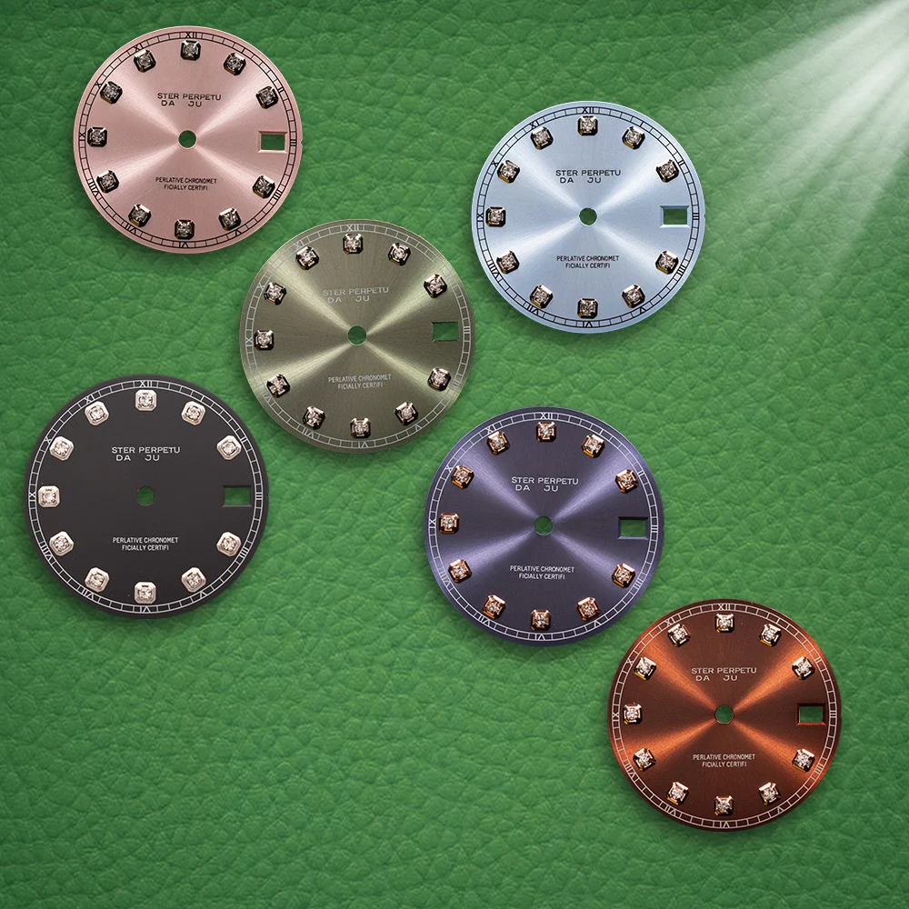 Image of S-Logo Zifferblatt 28,5mm NH35 Zifferblatt Sonnengemustertes Diamant-Zifferblatt 3/3.8 Uhr Position Passend für NH35/NH36/4R/7S Uhrenmodifikationszubehör ﻿
