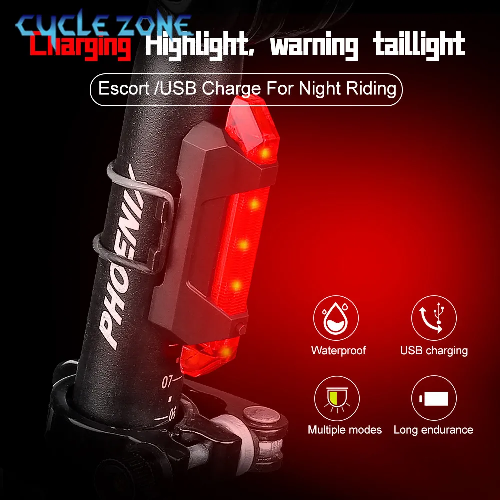 USB Rechargeable Bike Light Taillight Easy to Install 3 Modes Bicycle Light Accessories for the Bicycle