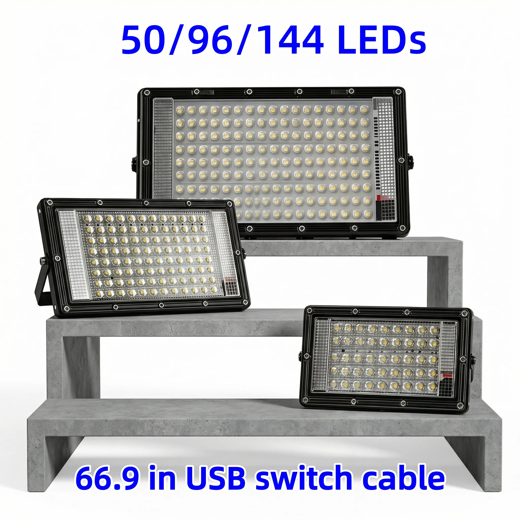 

50/96/144 LED Flood Light 5V USB, White Light 6000K, USB Plug, Plug and Play, with 66.9 Inch Power Cord and Switch, Indoor Ligh