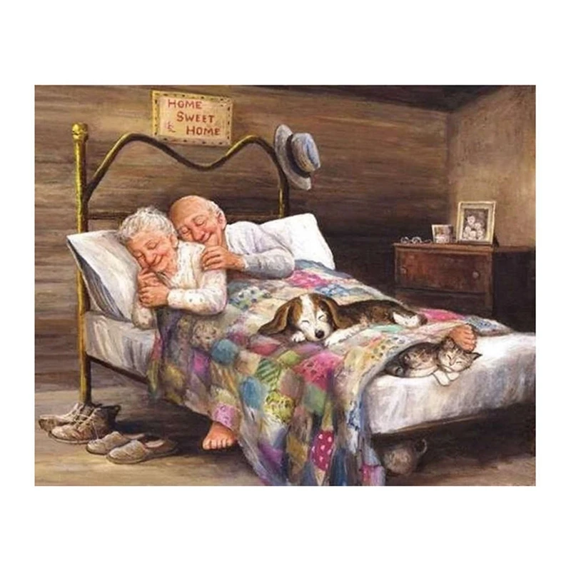 لوحة ماسية 5D ذاتية الصنع بالكامل ، غرزة زوجين قديمة ، أنماط تطريز ، أحجار الراين