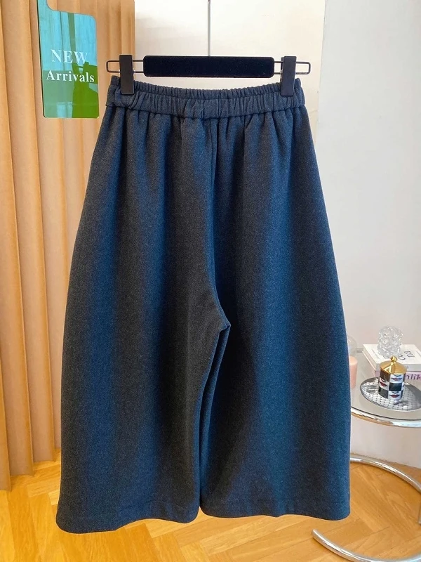 Plus Size Drapey Thiened Fce Dames Casual broek met rechte pijpen Hoge taille Retro Sle Winterwarme broek voor dames