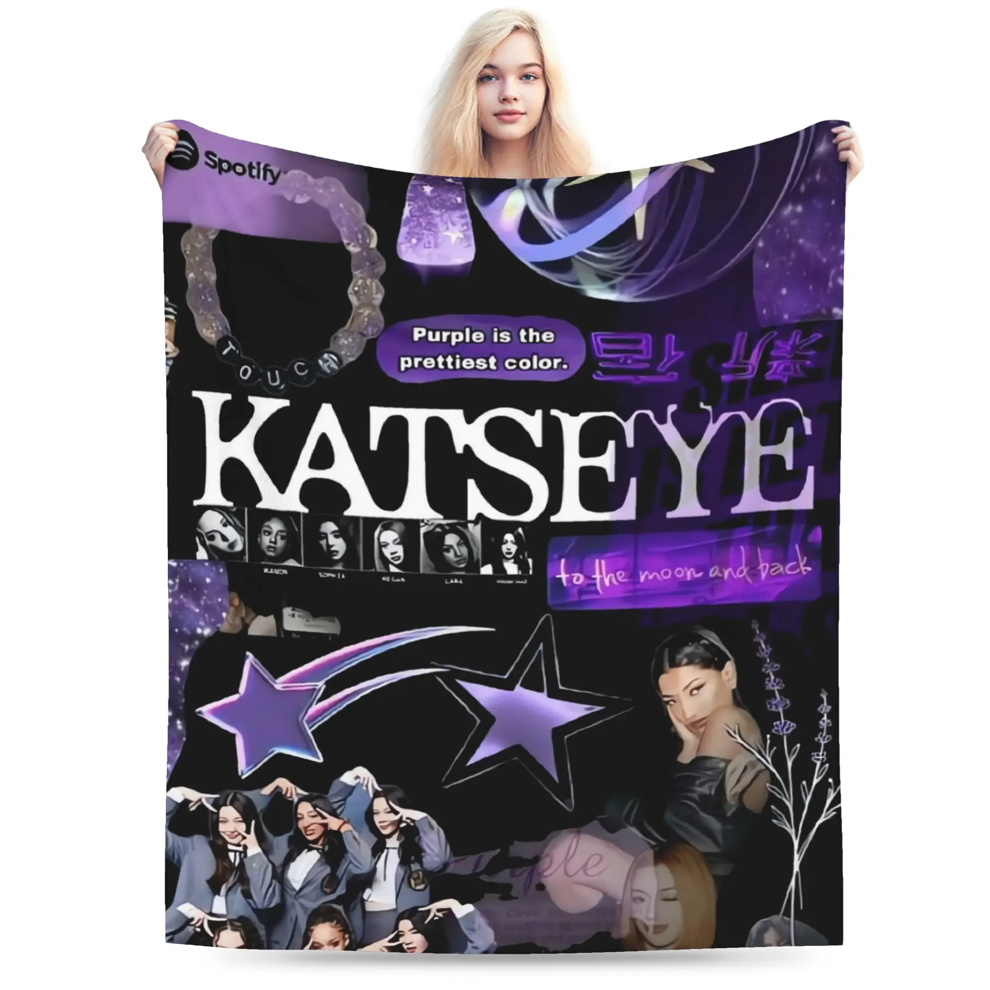 Super Warm Blanket Katseye Decorative Plush Throw Blanket Aesthetic Home Decor Flannel Bedspread Sofa Bed Cover