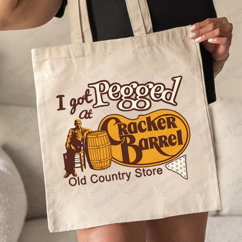 I Got Pegged At Cracker Barrel Old Country Store Canvas Bag Fashion Trend Tote Shoulder Bags Large Capacity Lightweight Handbags