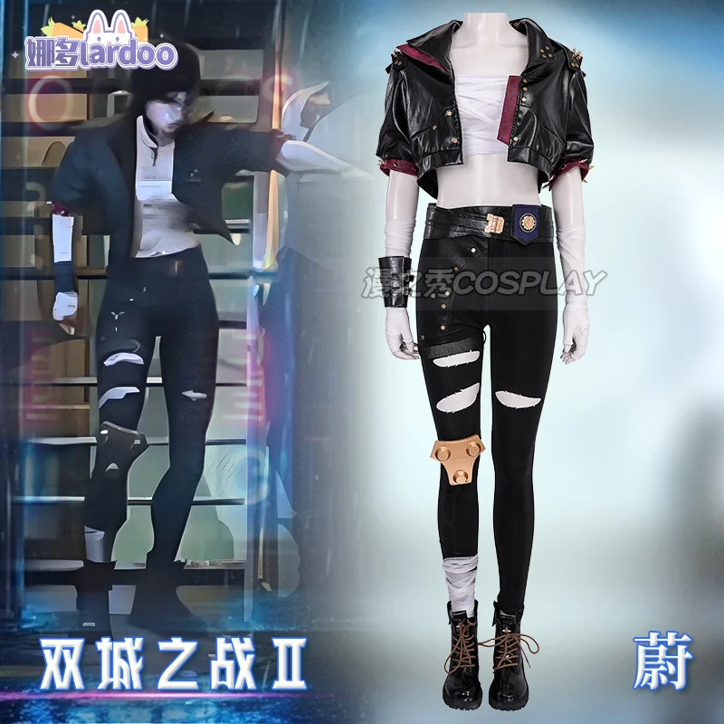 Anime Arcane Season 2 Vi Cosplay Costume Wig Game LOL The Piltover Enforcer Black Leather Coat Pants Comic Con Suit Lardoo