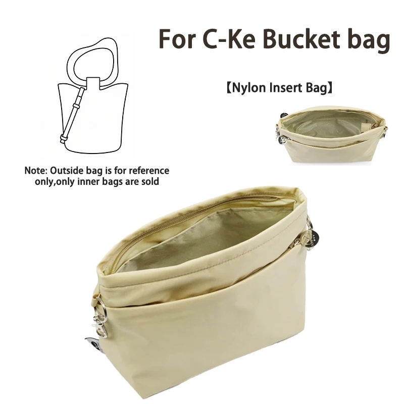 EverToner Multi-Pocket Nylon Handbag Organizer for C-Ke Bucket Bag Shaper Zipper Pockets Large Capacity Divider Cosmetic Storage