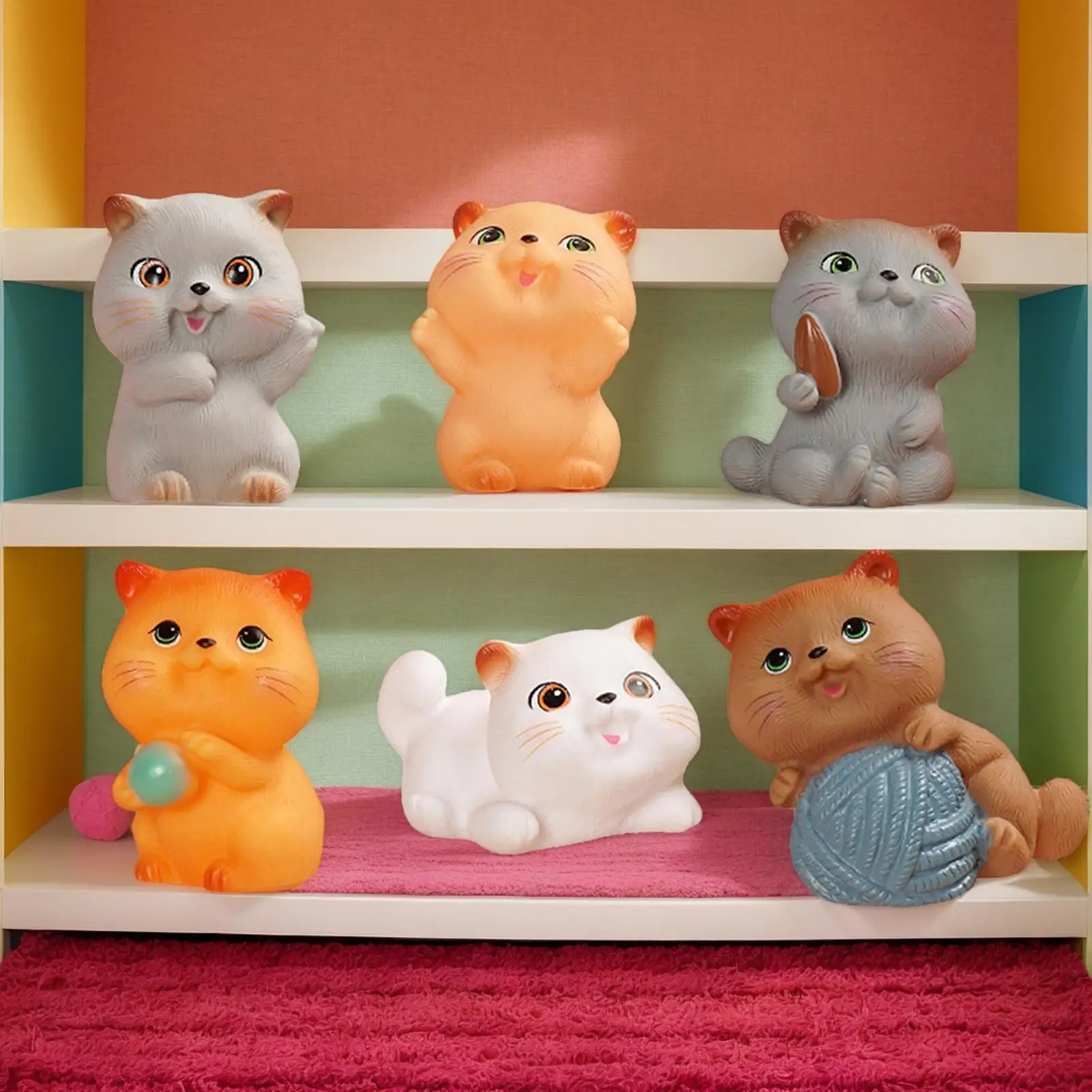 Cat Stress Ball 6 Pieces Cute Soft Stress Balls Miniature Novelty Games For Home School Family Teens Youth Friends Daily Life