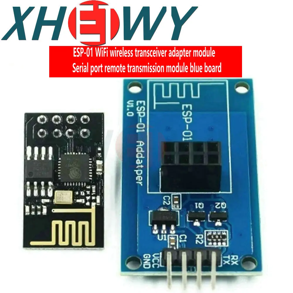 โมดูลอะแดปเตอร์เครื่องรับส่งสัญญาณไร้สาย WiFi ESP-01 ESP8266พอร์ตอนุกรมโมดูลส่งสัญญาณโปร่งใสทางไกลบอร์ดสีฟ้า