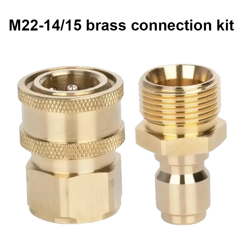 M22-14/15 Threaded Interface Pure Brass Adapter, 3/8 Quick Connect Can Be Used for Connecting High-Pressure Cleaning Machines