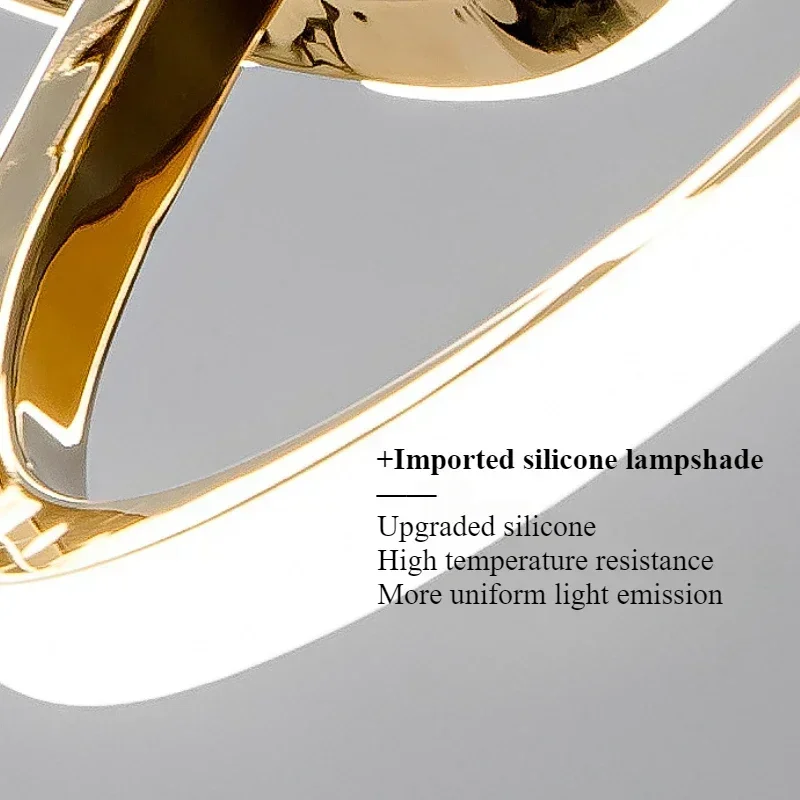 SANDYHA Modern S Shape LED Pendant Light Stainless Steel Chandelier for Dining Table Living Room Decor Long Hanging Lamp