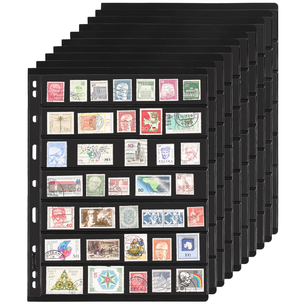 

10pcs 9 Holes Stamp Page, Banknote Collection Display Stand Stamp Album Flipchart Binder Stamp Collection Booklet for Collector