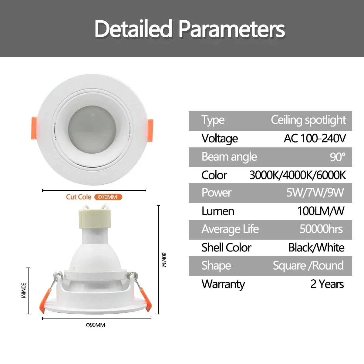 LED Downlights 5W 220V 110V GU10 Base Surface Mounted Panel Spot Lamp For Room Bedroom Living Room Ceiling Lighting