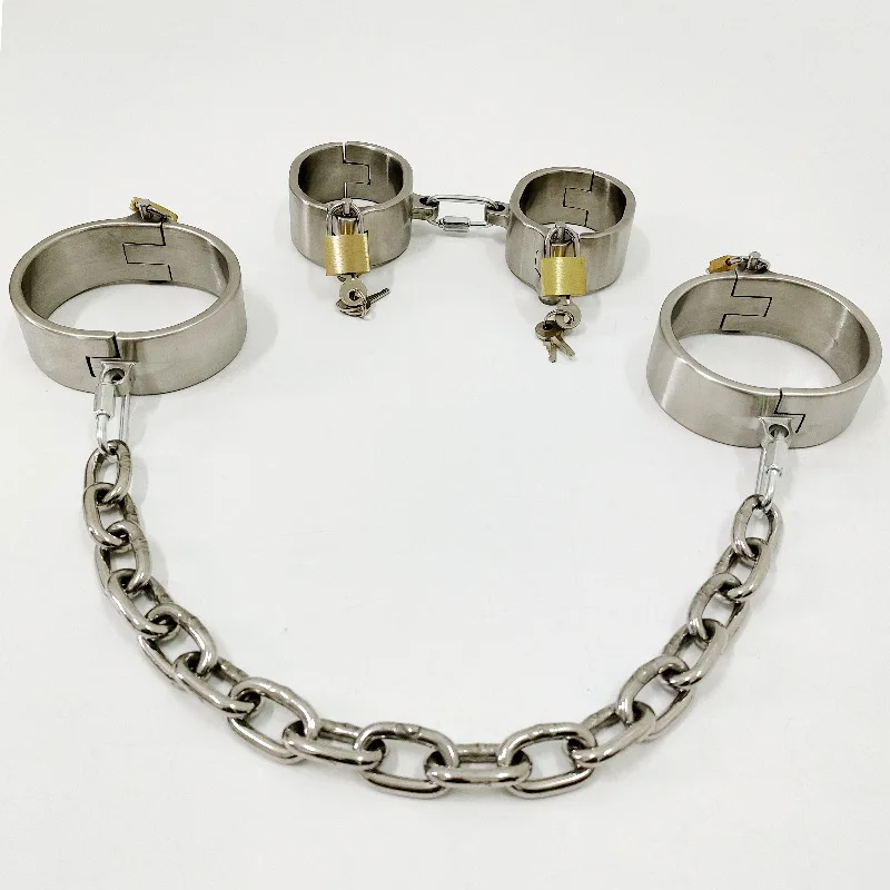 Alternative Erotic Lightweight 304 Stainless Steel Pin Lock Handcuffs Ankle Cuffs Couple Erotic BDSM