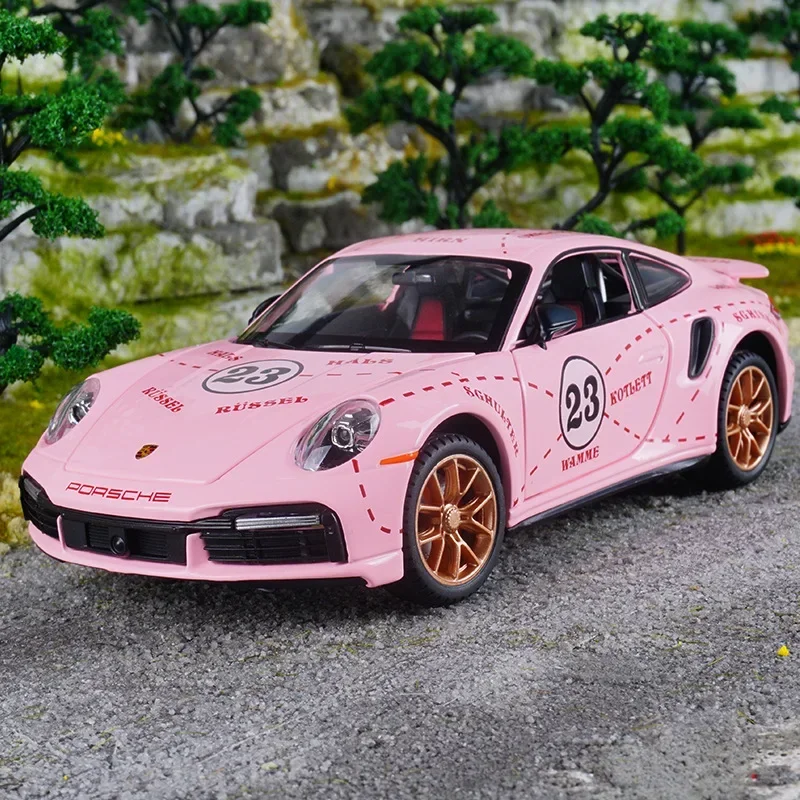 1:24 Porsche 911 Turbo S Special Edition Diecast Metal Alloy Model car Sound Light Pull Back Collection Kids Toy Gifts F420