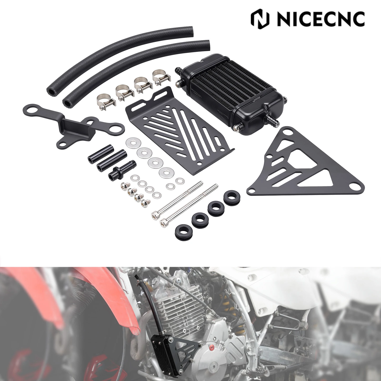 

NICECNC For 2025 Honda XR650L Motorcycle Engine Oil Cooler Mount Bracket Assebmly Heat Dissipation Radiator XR 650L 1993-2025