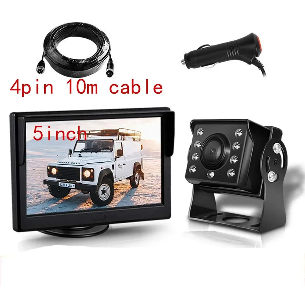 

4Pin 5" Car HD Monitor Reversing Camera Rear View Kit for RVs Truck Trailer Bus