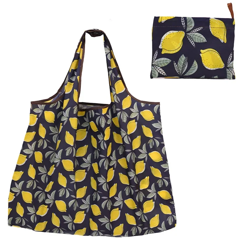 Foldable Bee Bear Cat Flower Pattern Large Shopping Bag Washable  Reusable Easy To Carry Capacity Handbags