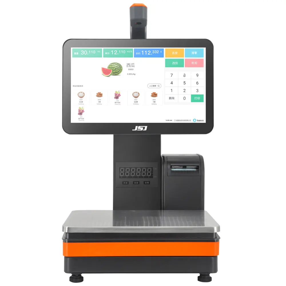 Wholesale Supermarket JSJ JSJ2000 Windows Digital Al Recognition Camera Electronic Smart Labeling Scale with Thermal Printer