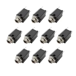 10Pcs Jack 6.35mm Audio Socket Female 3 Pin Stereo Connector Audio Microphone Plugs TRS Socket Nut Panel Mount Conenctors