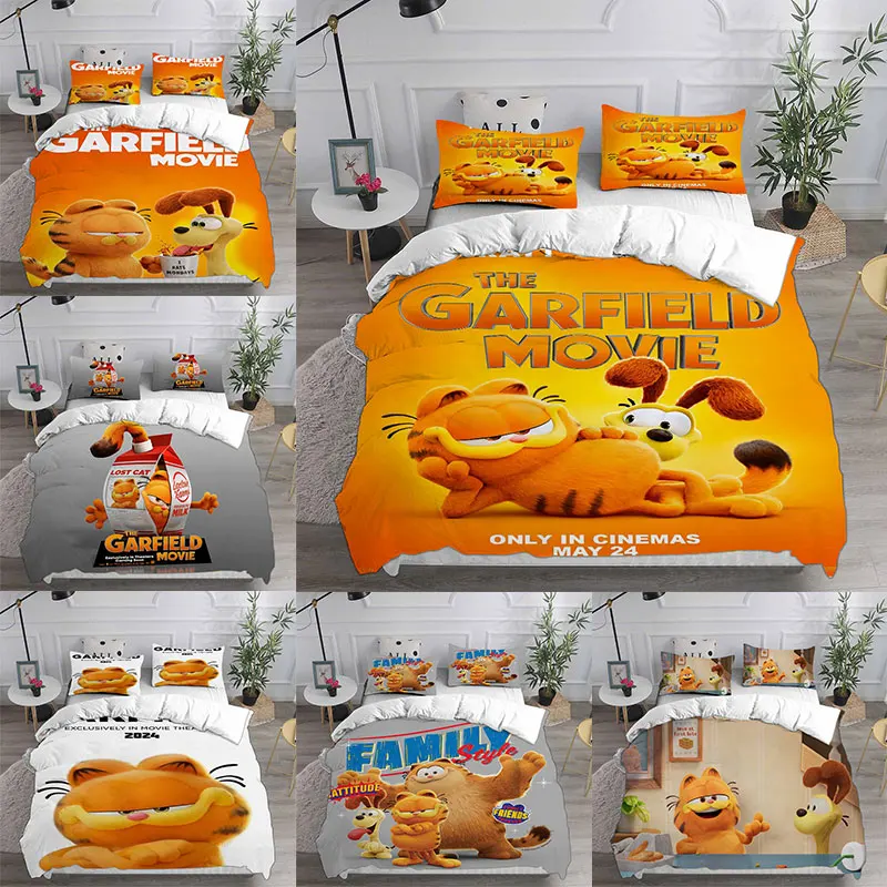 

The Garfield Movie Bedding Sets Comforter Quilt Bed Cover Duvet Cover Pillow Case 2-3 Pieces Sets Kids Adult Size