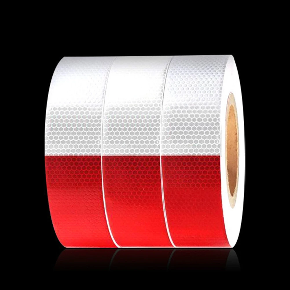 

1 Roll 30Mx5cm Safety Tape Reflective Sticker White and Red Honeycomb Polygonal Trailer Conspicuity Sticker Warning Tape for Car