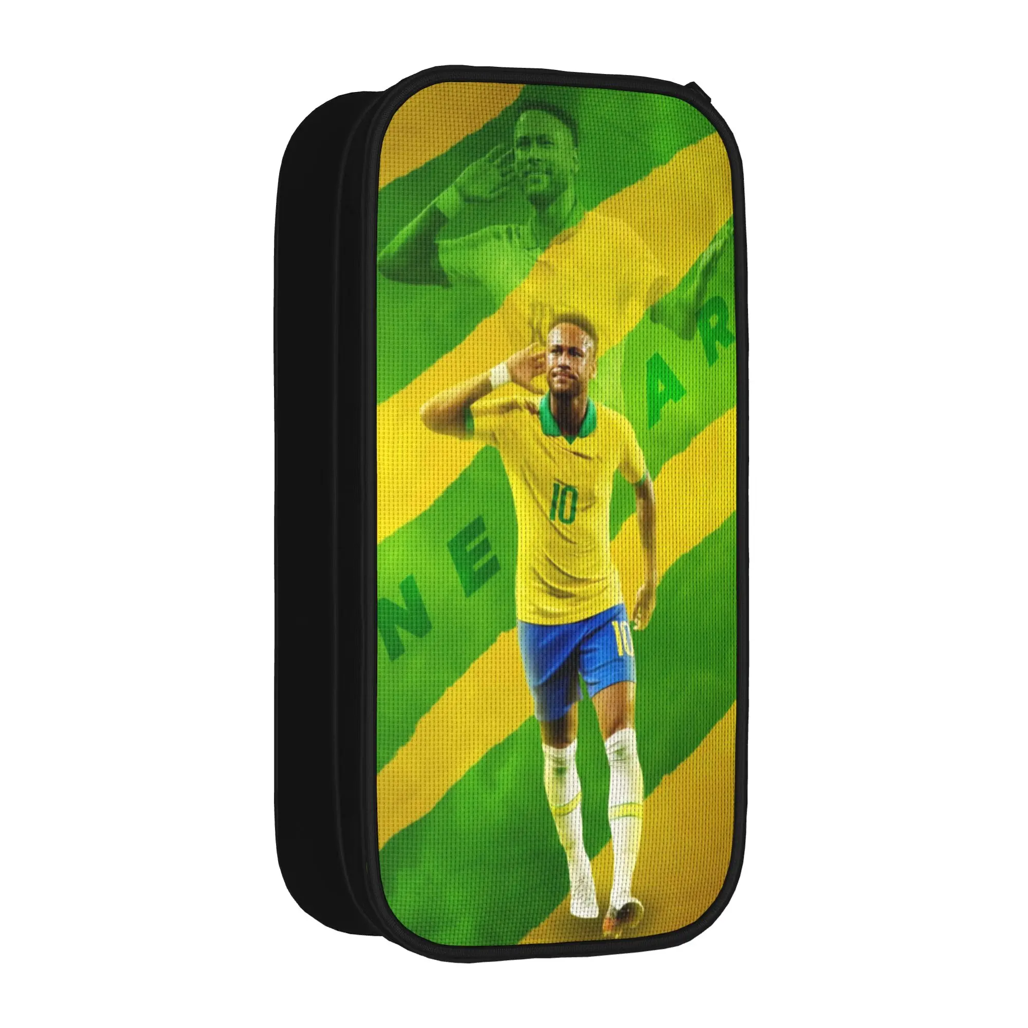 Neymars Brazil Football Pencil Case Soccer Number 10 Pen Box Bags Girls Boys Big Capacity School Supplies Zipper Pencil Pouch