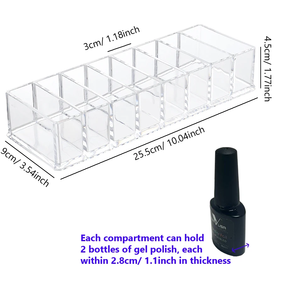 Nagellack-Organizer mit 8 Fächern, transparentes Acryl, Make-up-Aufbewahrung, Ausstellungsständer, Gitterbox für Kosmetika – Detail 6