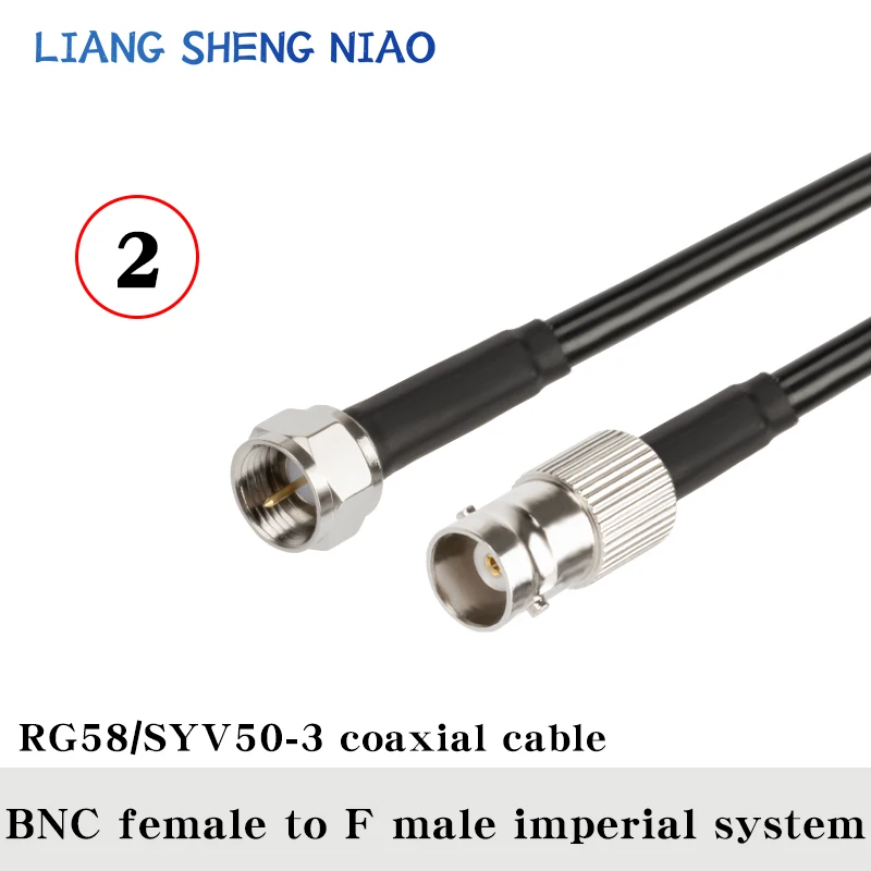 BNC to F Male Plug BNC Female Jack to BNC to F to BNC Male Connector crimp RG58 cable Wire Terminal RF jumper pigtail 0.3m~50m