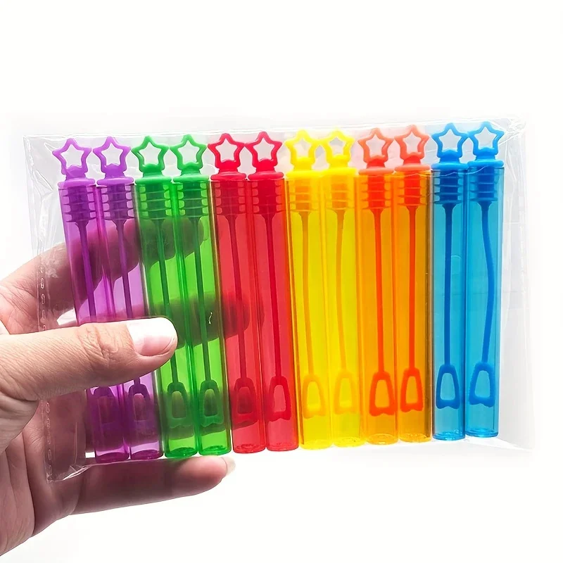 12 Stück Neon-Blasenstäbe – bunte Party-Geschenk- und Spielzeugfüller aus Kunststoff für Kinder, lustiges Aktivitätsspiel mit sternförmigen Ausblasen – Detail 6