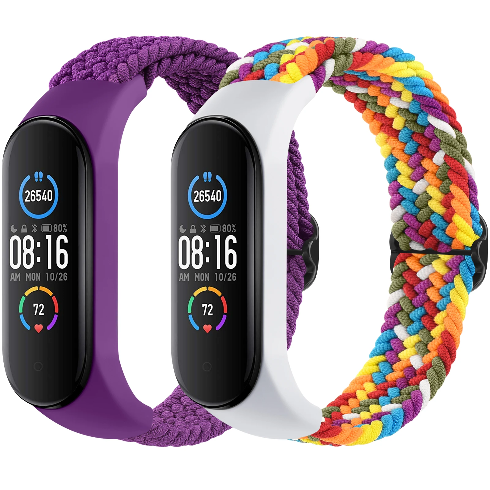 Braided Watch Strap For Xiaomi Mi Band 7 6 5 4 3 Band Elastic Adjustable Wristband For Amazfit Band 5 Strap Replacement Bracelet