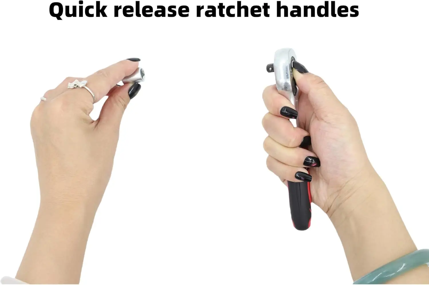 12個入り 1/4インチ ラチェットソケットセット、4-13mm メトリック、クイックリリースハンドル＆エクステンション