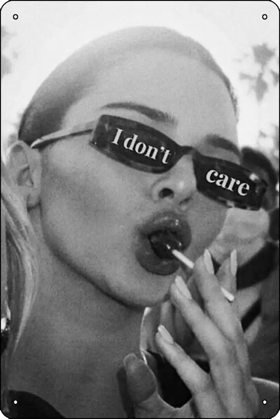 I Don't Care - Kendall - BnW Request Poster Metal Tin Sign Fun Home Art Wall Decor 8x12 Inch