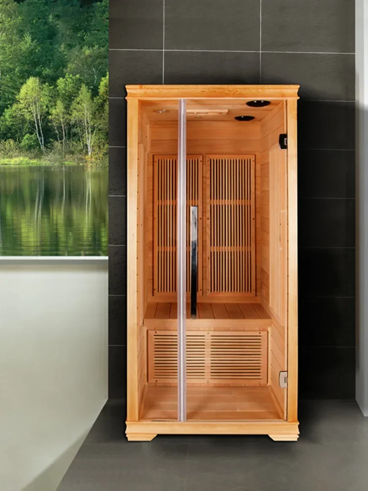 Double person sweat steaming room, fumigation sauna , dry steam room, infrared light wave solid wood sauna bath box