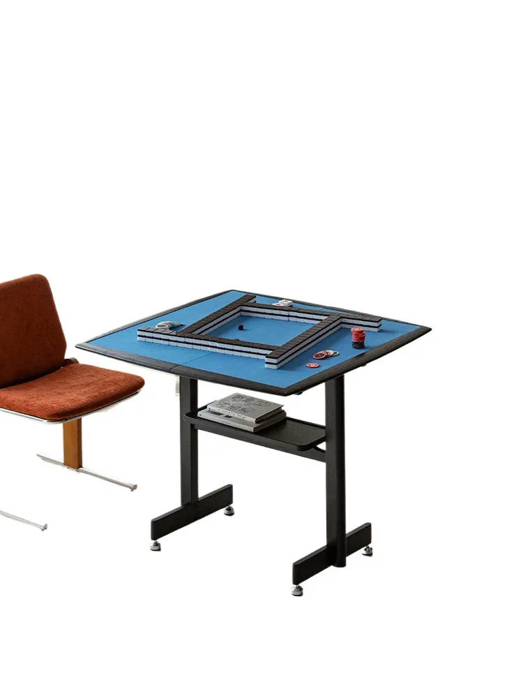 Hand rubbing mahjong table, desk integrated multi-functional dual-purpose foldable dining table, solid wood household