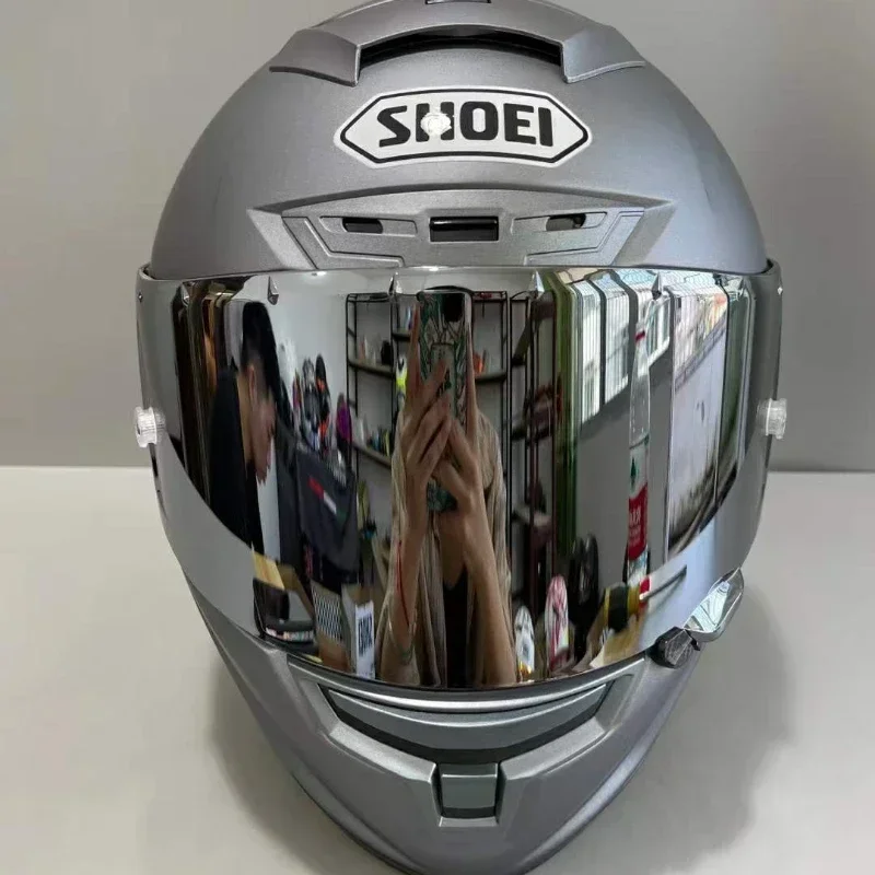 SHOEI Full Face Capacete de Motocicleta, X-Quatorze, X-14, X-SPIRIT III, Prata Matte, Corrida Esportiva