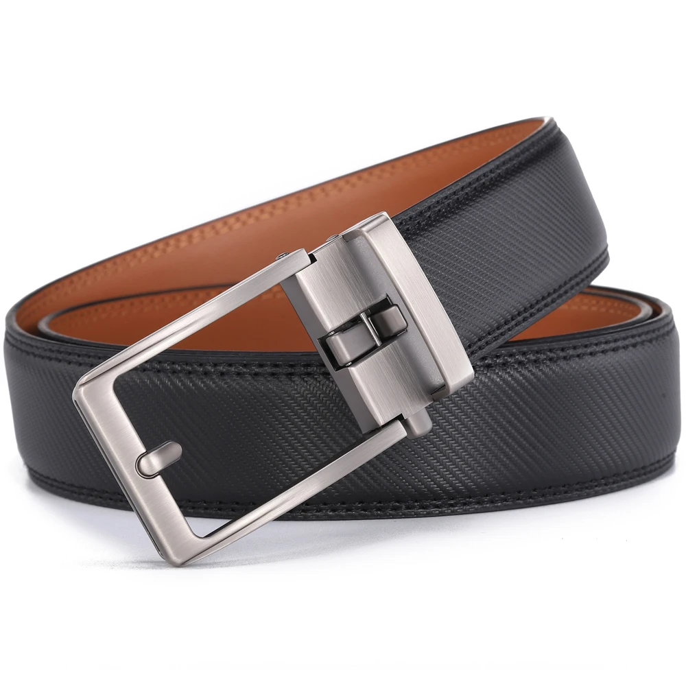 Men\'s Leather Belt High Quality Automatic Buckle Belts for Men Luxury Brands Fashion Cow Leather Carbon Fibre Pattern Strap Male